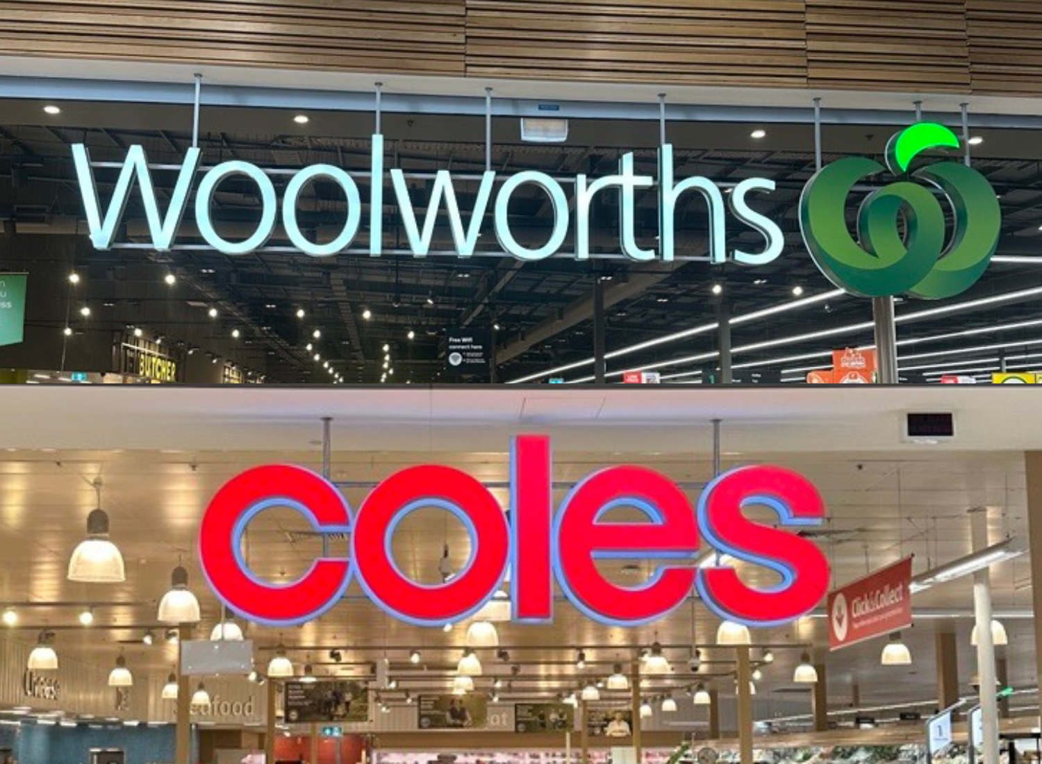 coles and woolworths signs